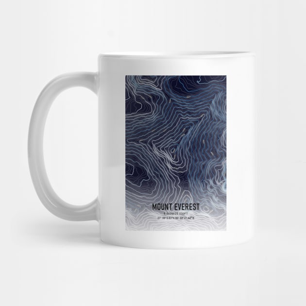 Mount Everest Topographic map blue and white by MapCarton